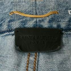 Pre Owned Saint Laurent Paris Blue Denim Distressed High Rise Jeans S Waist 25"