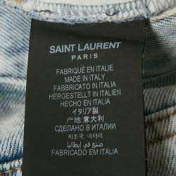 Pre Owned Saint Laurent Paris Blue Denim Distressed High Rise Jeans S Waist 25"