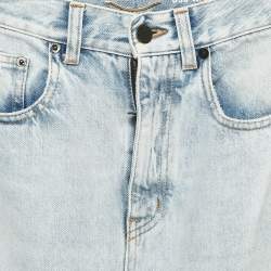 Pre Owned Saint Laurent Paris Blue Denim Distressed High Rise Jeans S Waist 25"