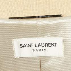 Pre Owned Saint Laurent Beige Lurex Velvet Embellished Bomber Jacket XXL