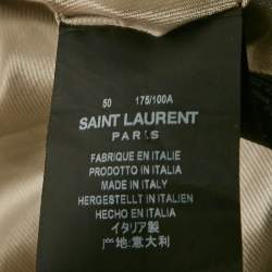 Pre Owned Saint Laurent Beige Lurex Velvet Embellished Bomber Jacket XXL