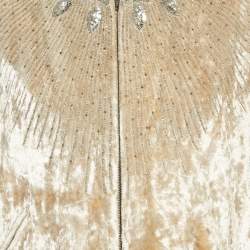 Pre Owned Saint Laurent Beige Lurex Velvet Embellished Bomber Jacket XXL