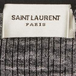 Pre Owned توب سان لوران أسود ضيق محبوك صغير جداً