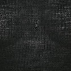 Pre Owned توب سان لوران أسود ضيق محبوك صغير جداً