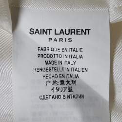 Pre Owned Saint Laurent Paris Ivory Satin Tailored Suit S/M