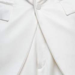 Pre Owned Saint Laurent Paris Ivory Satin Tailored Suit S/M
