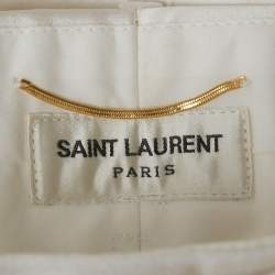 Pre Owned Saint Laurent Paris Ivory Satin Tailored Suit S/M