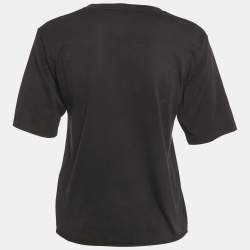 مملوكة مسبقًا Saint Laurent Black Logo Print Jersey Crew Neck T-Shirt XS