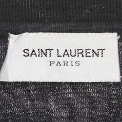 مملوكة مسبقًا Saint Laurent Black Logo Print Jersey Crew Neck T-Shirt XS