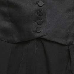 Pre Owned Saint Laurent Black Wool and Satin High Rise Shorts XS