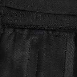 Pre Owned Saint Laurent Black Wool and Satin High Rise Shorts XS