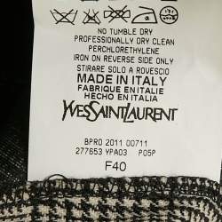 Pre Owned Saint Laurent Monochrome Plaid Wool Trousers M