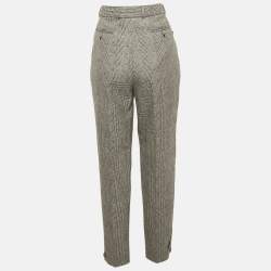 Pre Owned Saint Laurent Monochrome Plaid Wool Trousers M