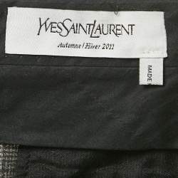 Pre Owned Saint Laurent Monochrome Plaid Wool Trousers M