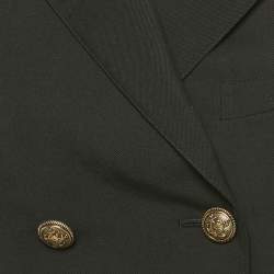 Pre Owned Saint Laurent Paris Black Logo Applique Detail Wool Raw Edge Cropped Jacket L