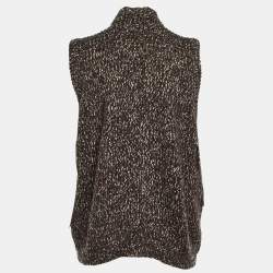 Pre Owned Yves Saint Laurent Brown Wool Knit Sleeveless Jacket XL