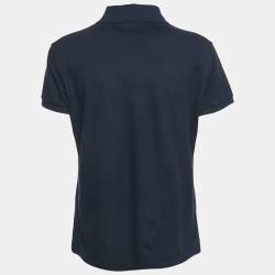 Pre Owned Saint Laurent Paris Navy Blue Cotton Pique Polo T-Shirt XS