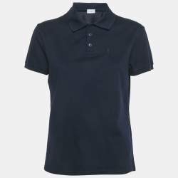 Pre Owned Saint Laurent Paris Navy Blue Cotton Pique Polo T-Shirt XS
