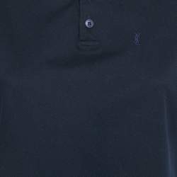 Pre Owned Saint Laurent Paris Navy Blue Cotton Pique Polo T-Shirt XS