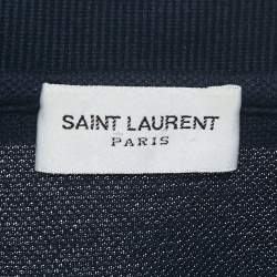 Pre Owned Saint Laurent Paris Navy Blue Cotton Pique Polo T-Shirt XS