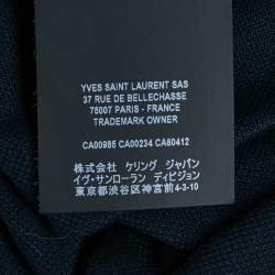 Pre Owned Saint Laurent Paris Navy Blue Cotton Pique Polo T-Shirt XS