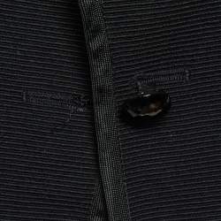 Pre Owned Saint Laurent Vintage Black Ribbed Lurex Collar Detail Jacket S