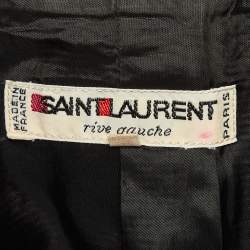 Pre Owned Saint Laurent Vintage Black Ribbed Lurex Collar Detail Jacket S