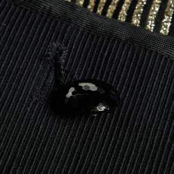 Pre Owned Saint Laurent Vintage Black Ribbed Lurex Collar Detail Jacket S