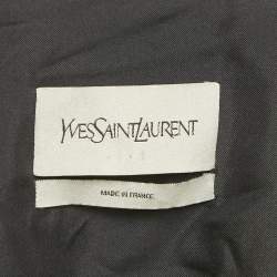 Pre Owned Saint Laurent Black Wool Fringed Trim Distressed Coat  S