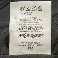 Pre Owned Saint Laurent Black Wool Fringed Trim Distressed Coat  S