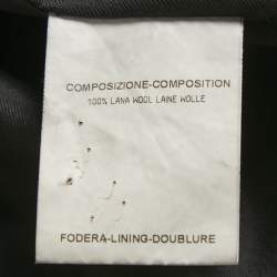 Pre Owned Saint Laurent Black Wool Fringed Trim Distressed Coat  S