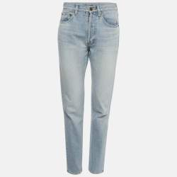 Pre Owned Saint Laurent Paris Blue Faded Denim Skinny Jeans M Waist 28"