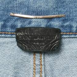 Pre Owned Saint Laurent Blue Faded Denim Embroidered Skinny Jeans M Waist 30"