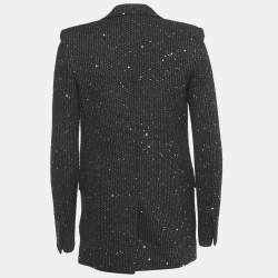 Pre Owned Saint Laurent Black Sequin Tweed Blazer S