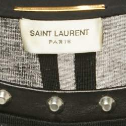 Pre Owned Saint Laurent Paris Black Stud Silk Knit T-Shirt S