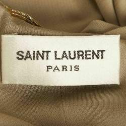 Pre Owned Saint Laurent Paris Beige Draped Jersey Crop Top S