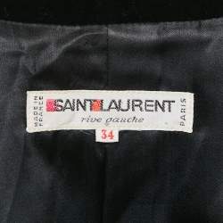 Pre Owned  Saint Laurent Black Cotton Velvet Trim Single Breasted Blazer XS   