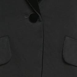 Pre Owned  Saint Laurent Black Cotton Velvet Trim Single Breasted Blazer XS   