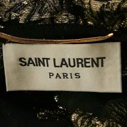 Pre Owned Saint Laurent Paris Black /Gold Fil Coupe Silk Halter Neck Midi Dress S