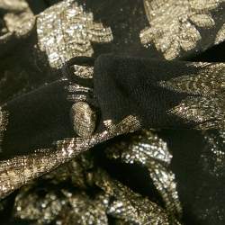 Pre Owned Saint Laurent Paris Black /Gold Fil Coupe Silk Halter Neck Midi Dress S