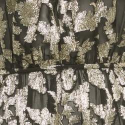 Pre Owned Saint Laurent Paris Black /Gold Fil Coupe Silk Halter Neck Midi Dress S