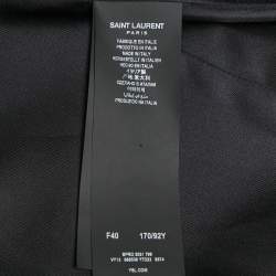 Pre Owned Saint Lauren Paris Purple Lurex Tweed Open Front Jacket M