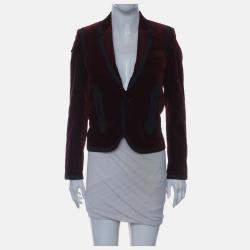 Pre Owned Saint Laurent Paris Embroidered Velvet Blazer Size S