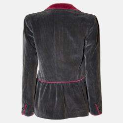Pre Owned Saint Laurent Paris Black Corduroy Peplum Balzer Size M