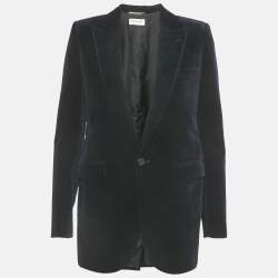 Pre Owned Saint Laurent Paris Navy Blue Velvet Blazer S