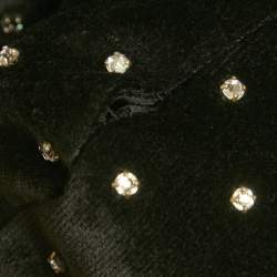 Pre Owned Saint Laurent Paris Black Crystal Embellished Velvet Turtleneck Bodysuit M