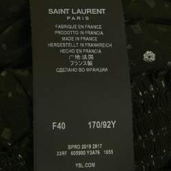 Pre Owned Saint Laurent Black Glitter Chiffon Sheer Ruffled Flocked Mini Dress M