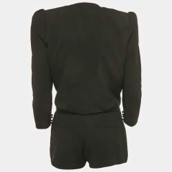 Pre Owned Saint Laurent Paris Black Crepe Drape Detail Playsuit S