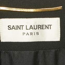 Pre Owned Saint Laurent Paris Black Crepe Drape Detail Playsuit S