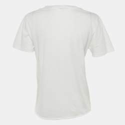 Pre Owned Saint Laurent White Smoking Kills Print Cotton T-Shirt XS